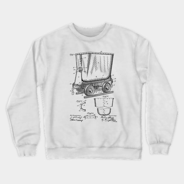 Mine Car Vintage Patent Hand Drawing Crewneck Sweatshirt by skstring